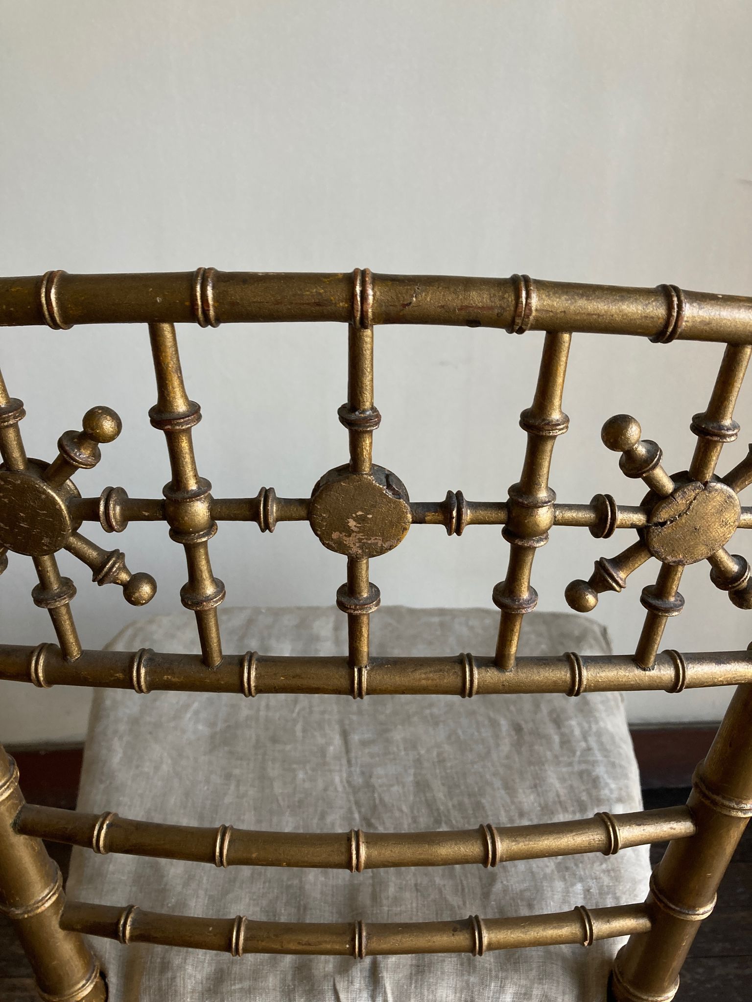 Chair in gilded wood and linen Napoleon III
