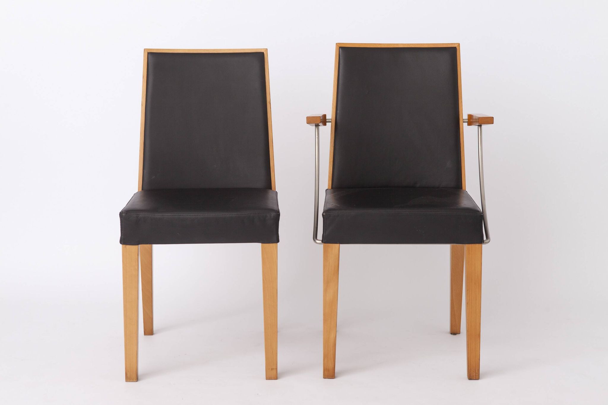 Set of 2 Inno Interior Oak Chairs, Armchair & Side Chair, Finnish 1990s