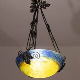 Art Deco yellow pendant light by G.V. de Croismare, Muller Frères, France, 1920s