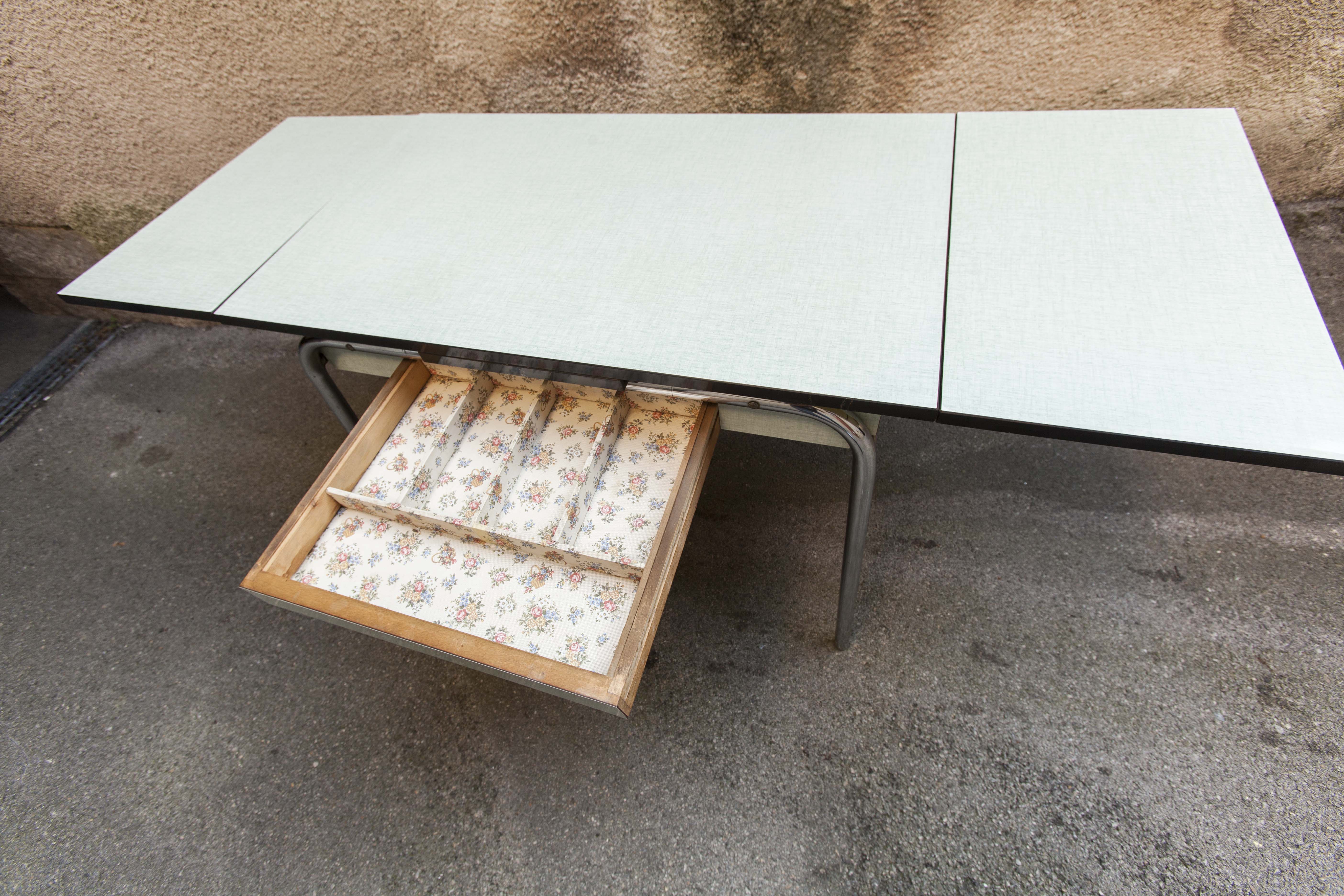 Green formica table, 1970