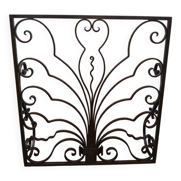 Grille pare feu de cheminé en fer forgé art nouveau