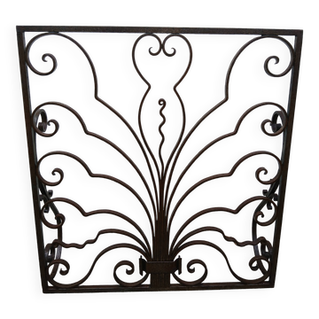 Art Nouveau wrought iron fireplace screen grate
