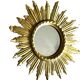 golden wooden sun mirror - 48 cm