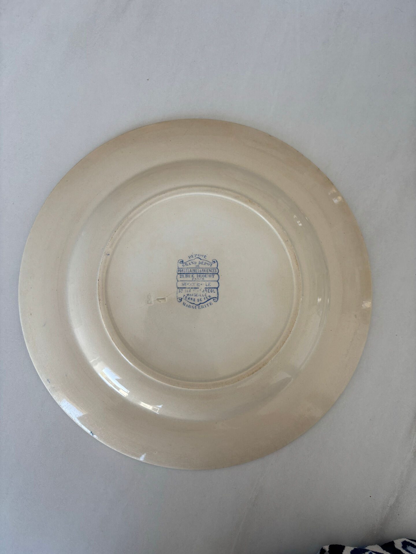 Old flat plate, light blue ironstone, daisy pattern | Fa