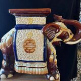 Vintage 70s xl ceramic elephant plant pot - brown