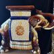 Vintage 70s xl ceramic elephant plant pot - brown