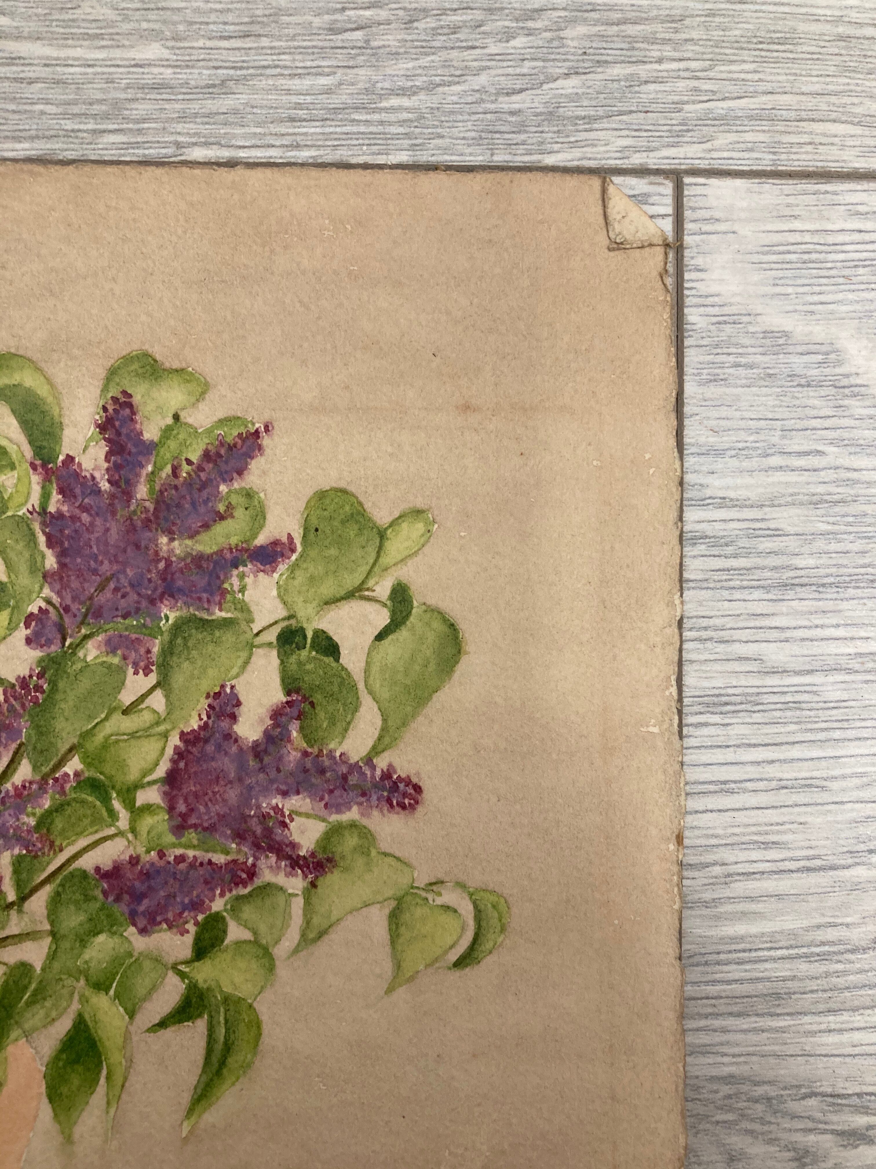 Watercolor bouquet lilac vintage