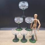 Set of 6 engraved Roemer wine glasses