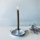 Antique candle holder in white and blue enamelled metal