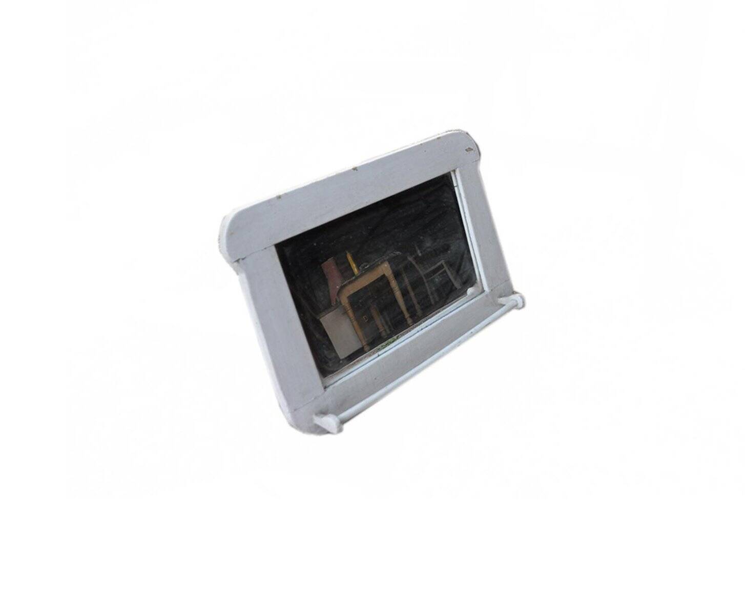 Vintage wall mirror in painted white wood, 1950s, 50.8 x 35.6 cm