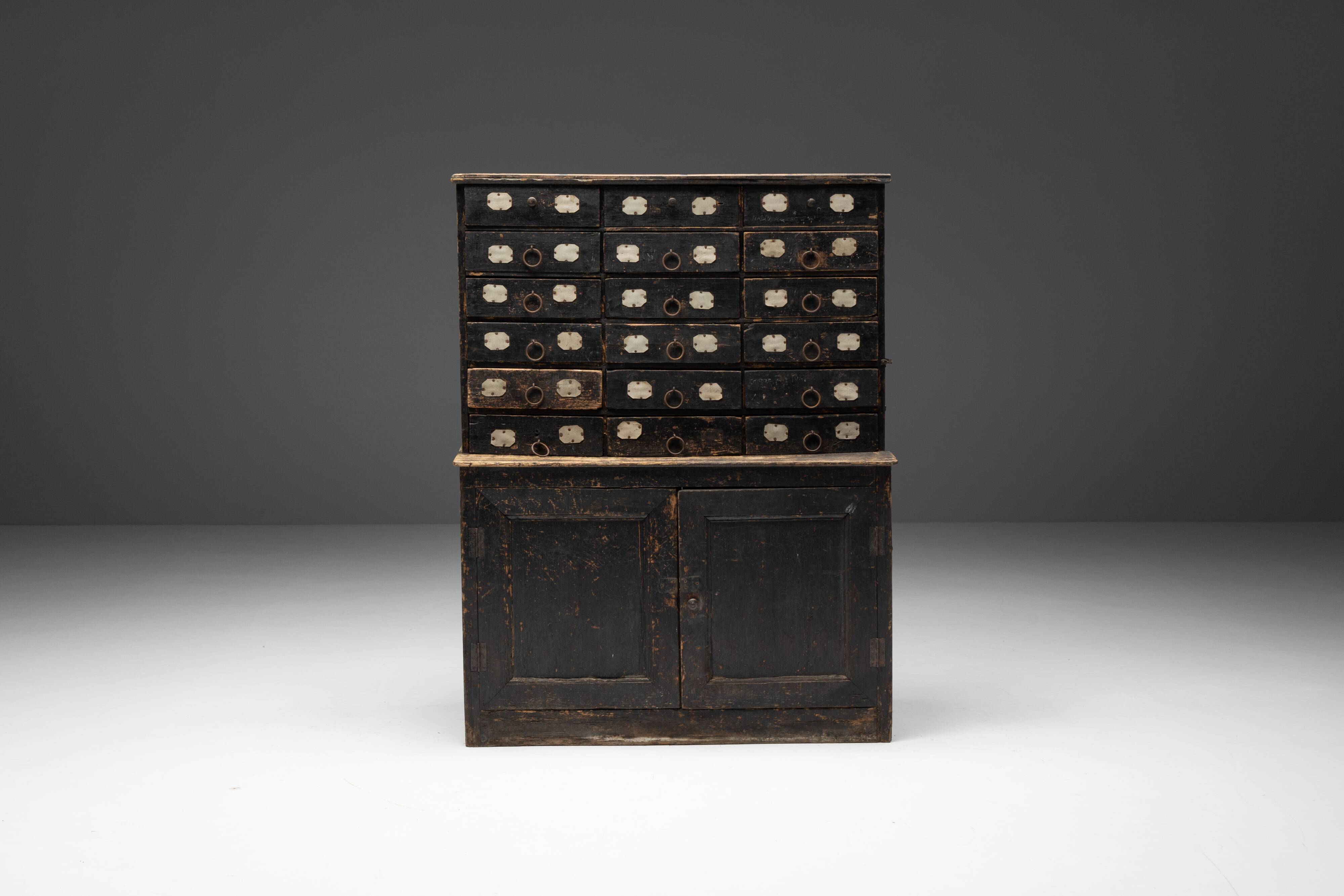 Travail Populaire Apothecary Cabinet, France, 19th Century