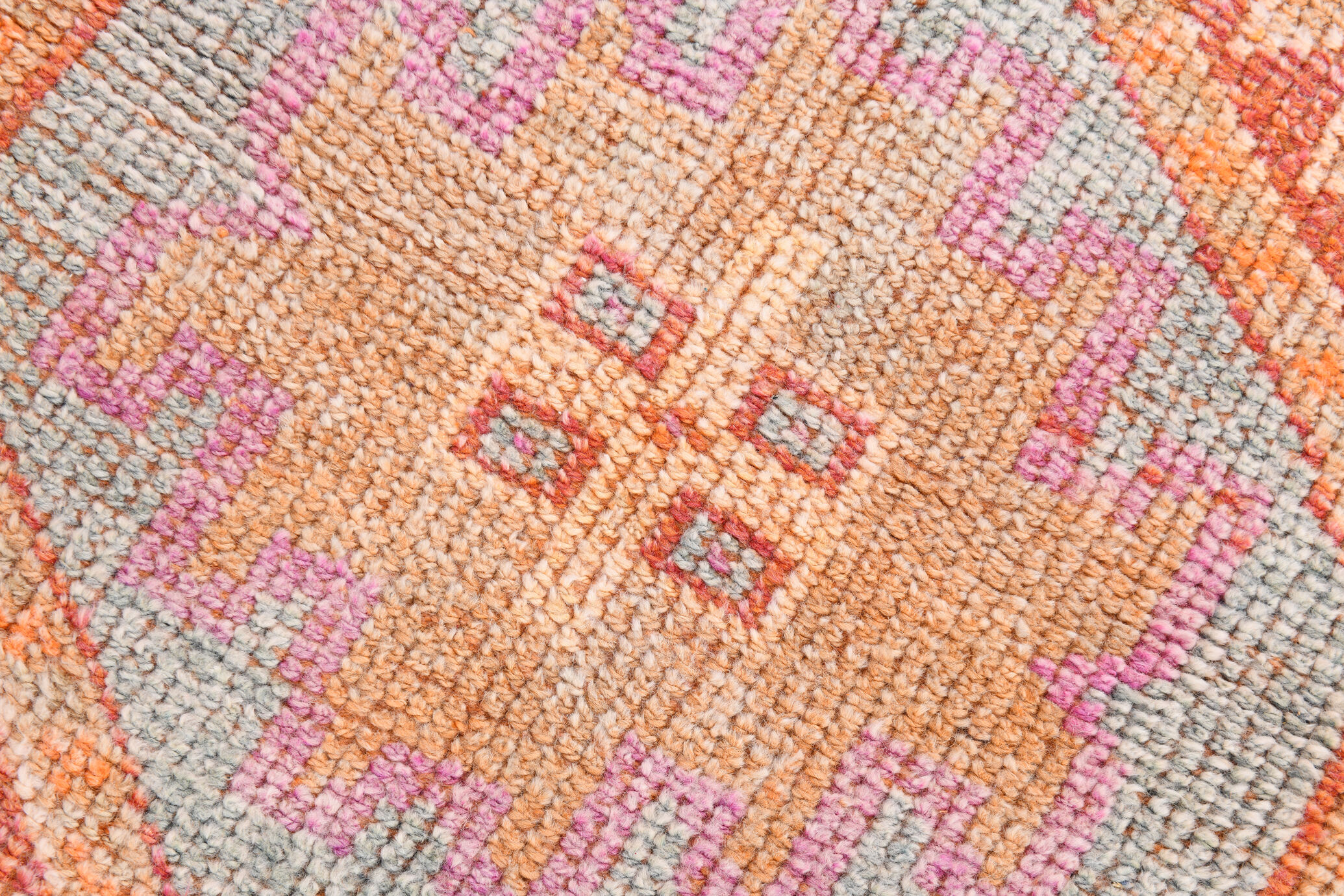 Turkish vintage geometric pattern red runner rug