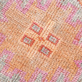 Turkish vintage geometric pattern red runner rug