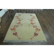 1970s Vintage Turkish Handmade Wool & Cotton Beige Area Rug 160x231