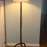 Brutalist cast iron tripod floor lamp