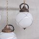 Opaline and brass mid-century caged pendant