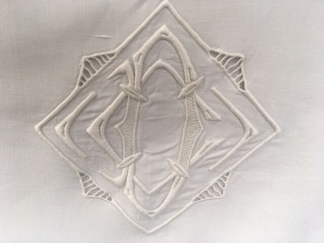 Old linen sheet monogram a d 224 x 312 cm