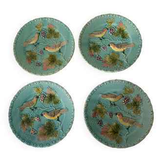 Set de 4 assiettes anciennes Majolica