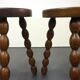 Pair of turned stools in brutalist style