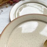4 Small plates in speckled stoneware, Tulowice style, mid-century, 20th century