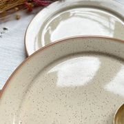 4 Small plates in speckled stoneware, Tulowice style, mid-century, 20th century