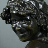 Bronze “Laughing Child”, signed A.Injalbert – Late 19th century