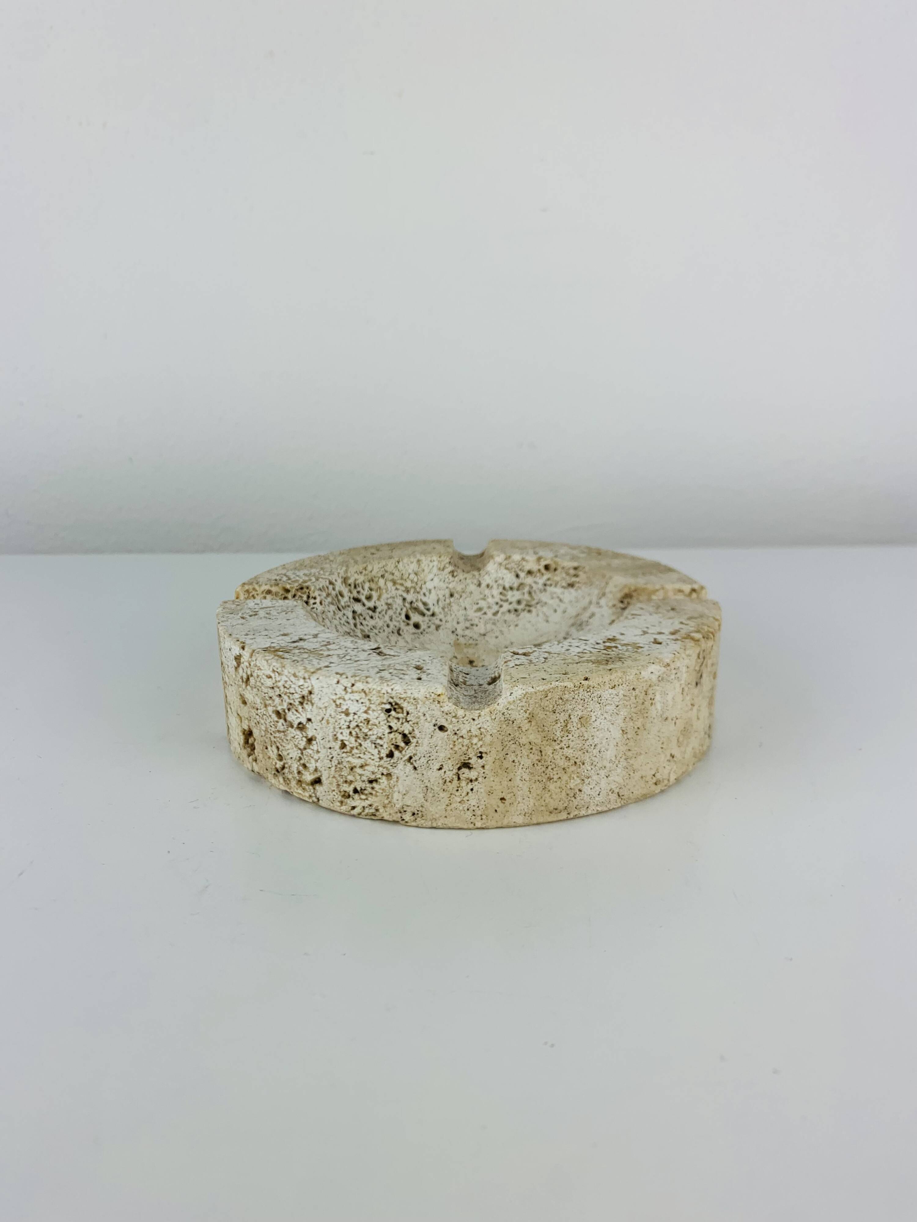 Round travertine ashtray, vintage