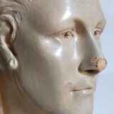 Bust of a woman "the elegant"XIXth in painted plaster signed on its solid wood base
