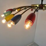 Lustre araignée en laiton XL, années 1950