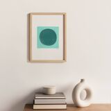 Abstract painting on paper - moon - painting signed eawy