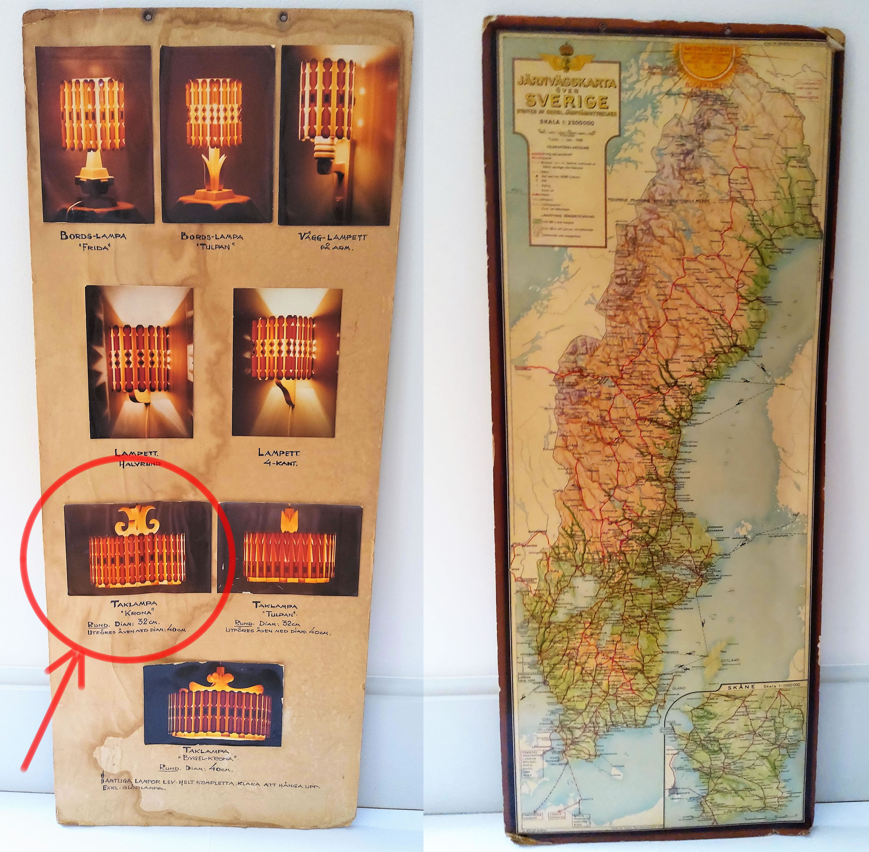 Scandinavian vintage pine suspension 1960