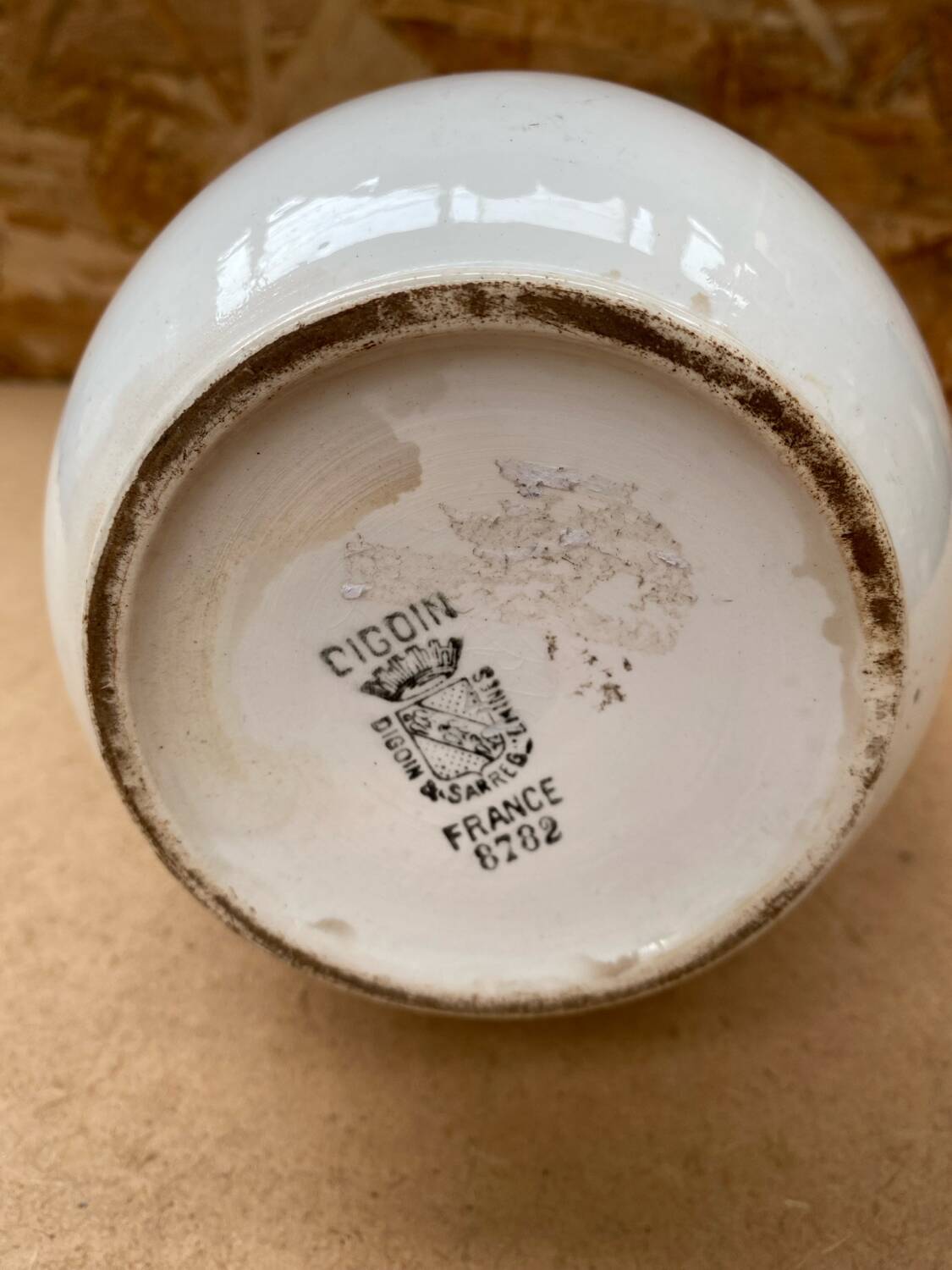 Old Teapot DIGOIN Sarreguemines White Ceramic Flower Decor #B631