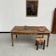 Antique farm table from the 1950s, with 3 drawers and turned legs