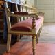 Carved wooden bench, gilded and painted, Italy around 1880, 510cm long.