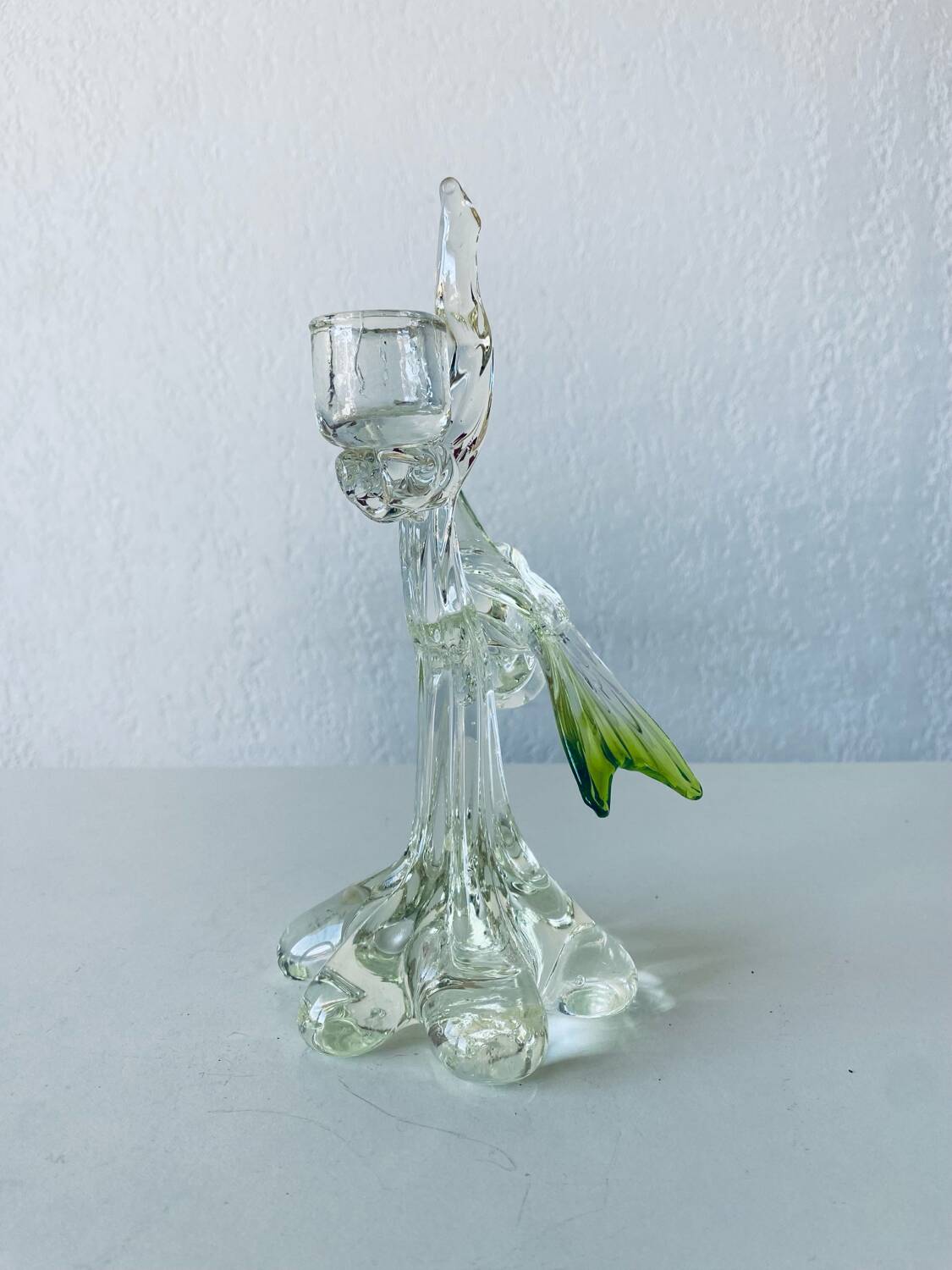 Glass bird candle holder