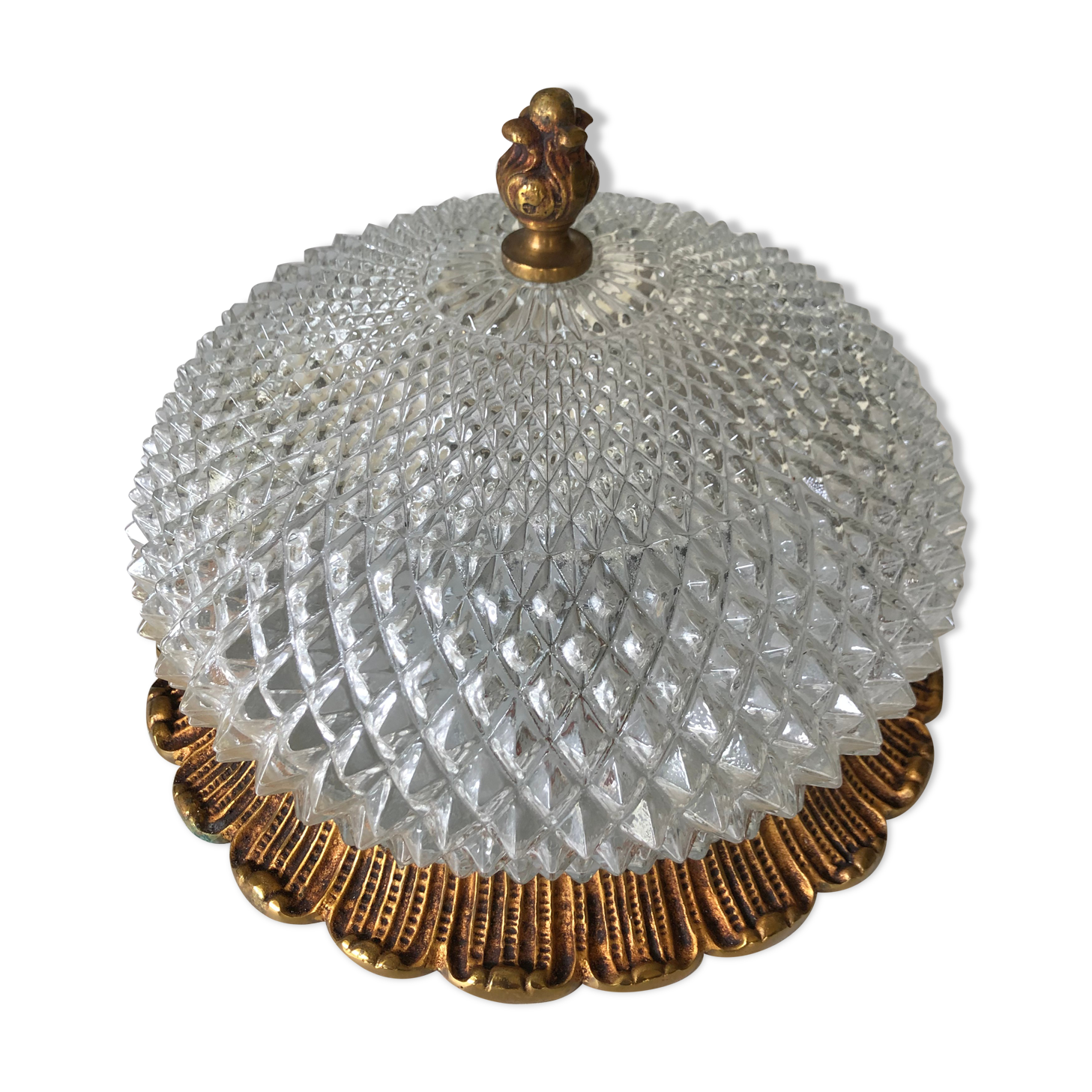 Ceiling lamp gilded brass and glass