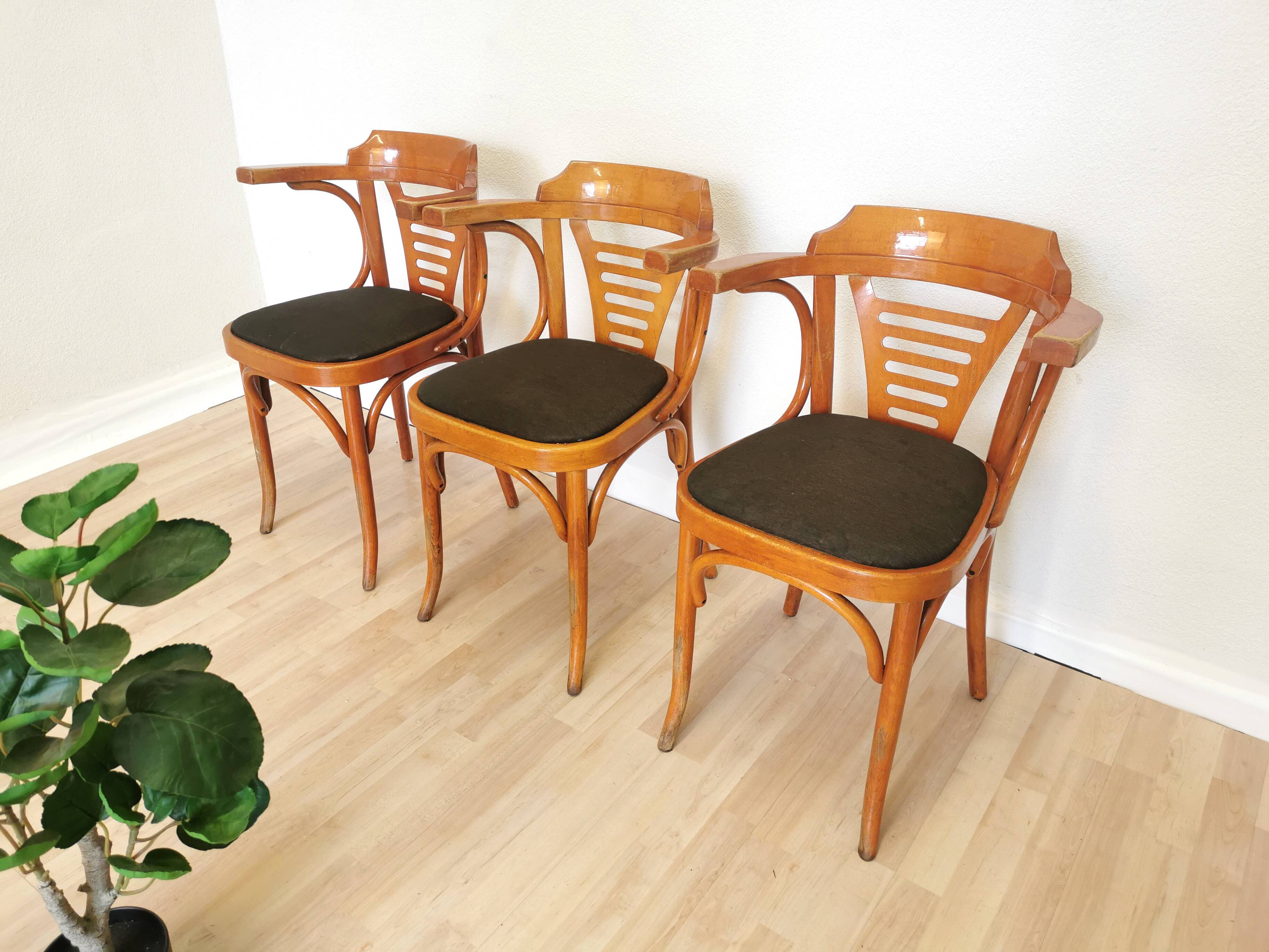 Vintage Bentwood Armchairs - Set of 3 - Mid-Century Irish Pub Style