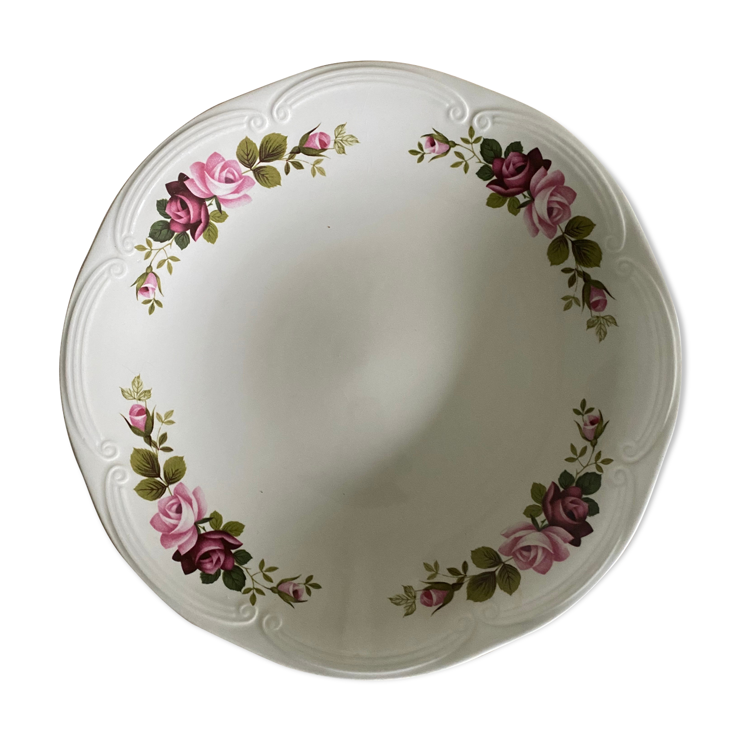 Old hollow earthenware dish Gien model Champs