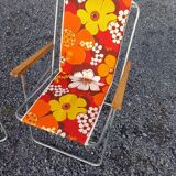2 folding armchairs camping or beach vintage 70