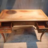 Flat desk in solid cherry wood, Louis XV style.