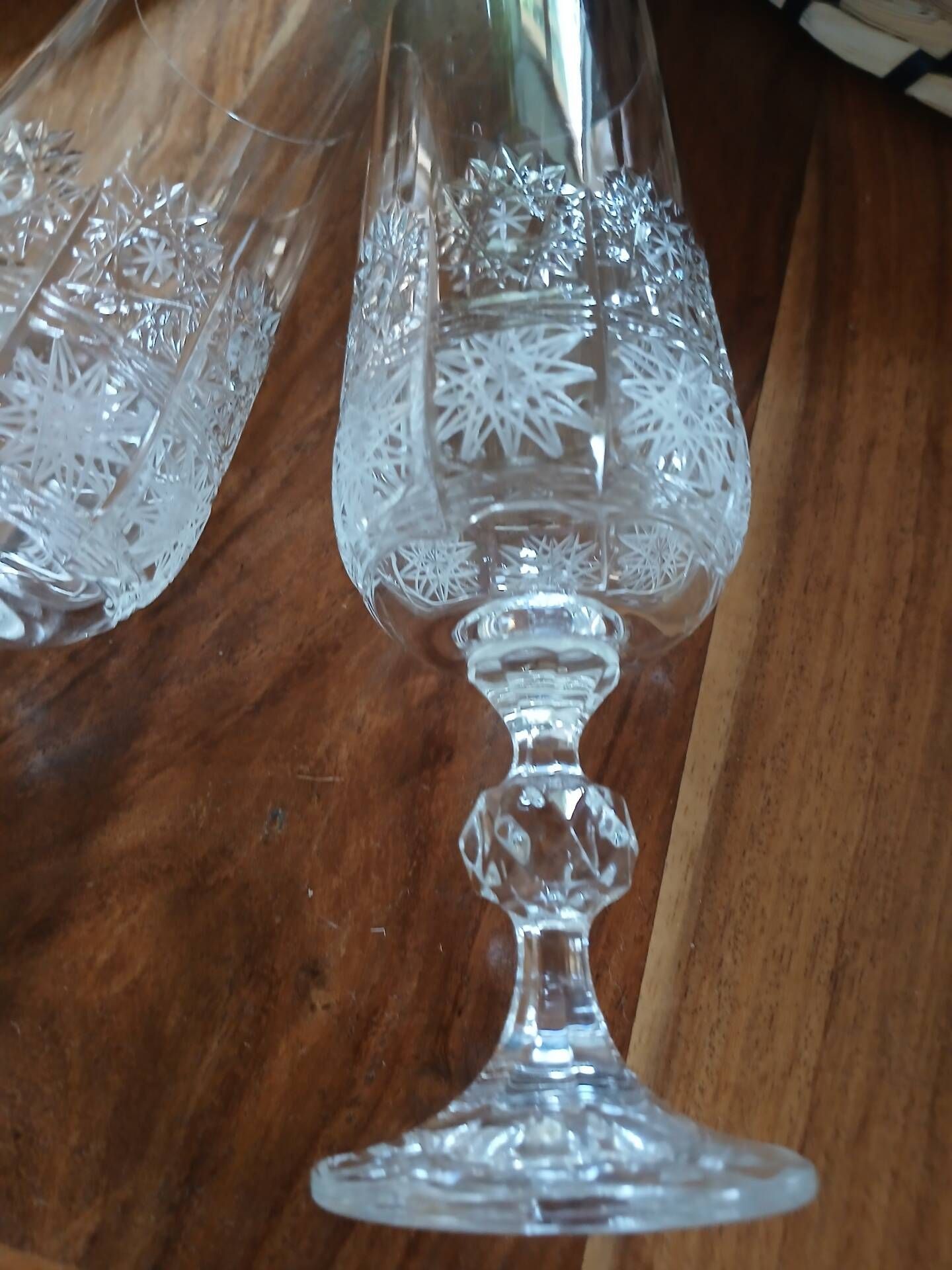 2 antique champagne flutes
