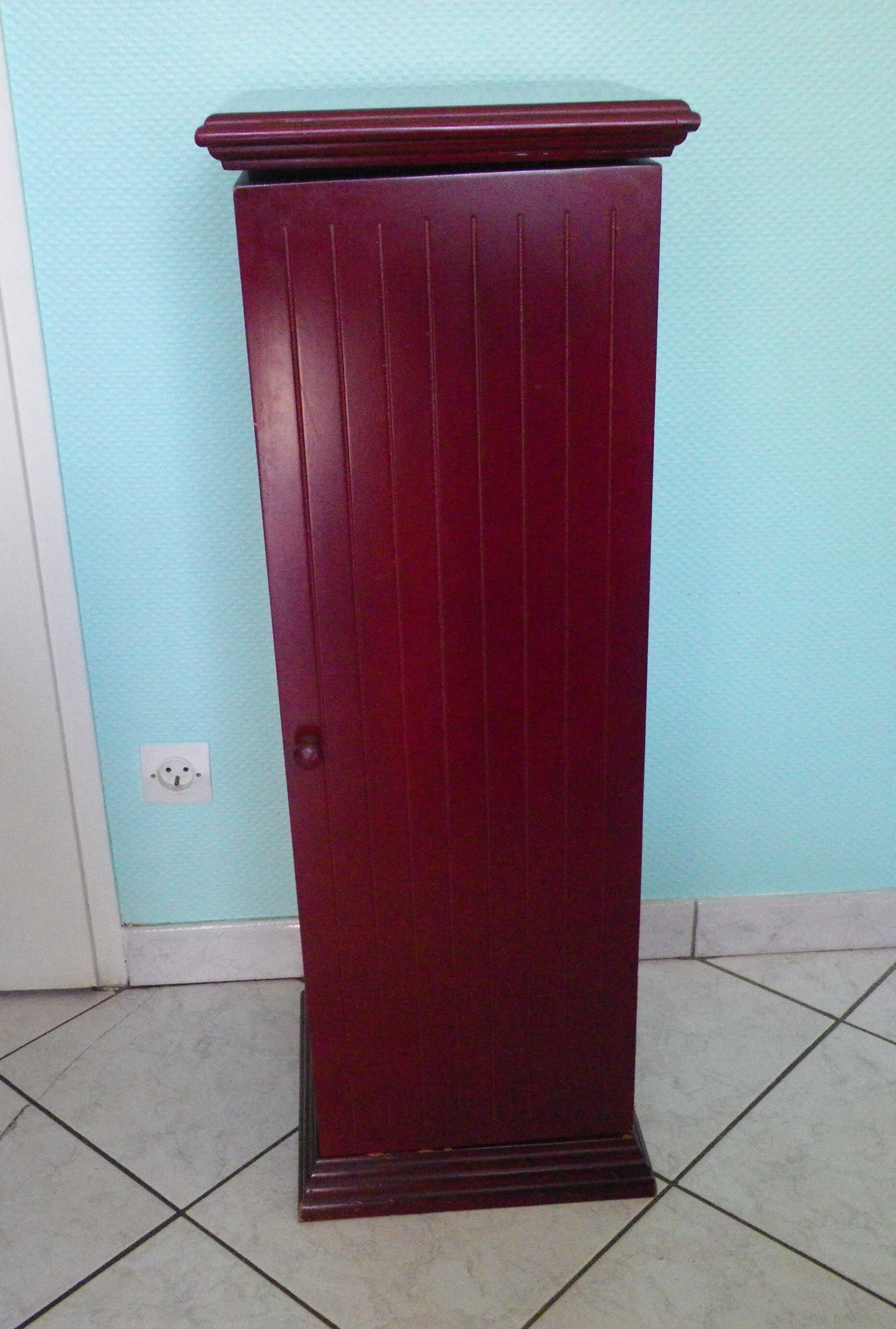 Wooden extra cabinet (selette), 2 interior storage spaces with 6 modular shelves