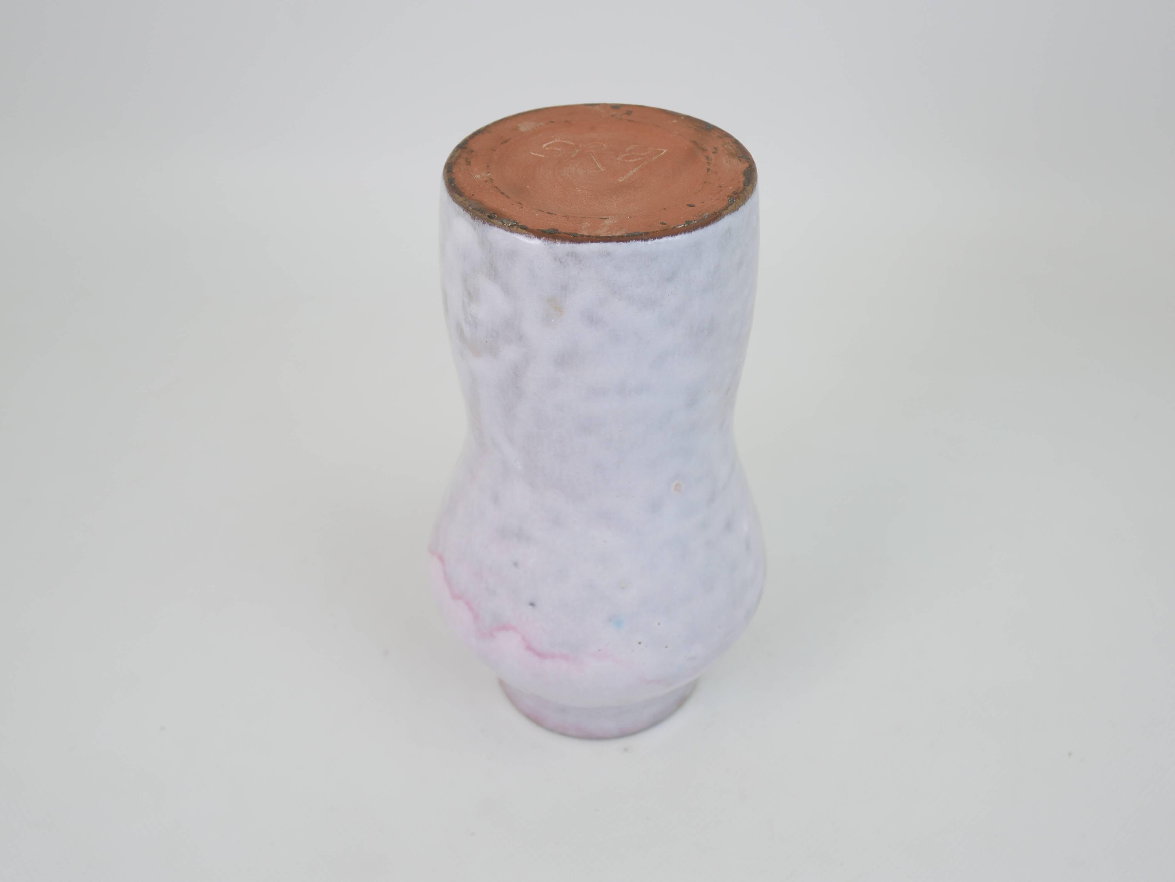 White-pink glazed ceramic vase