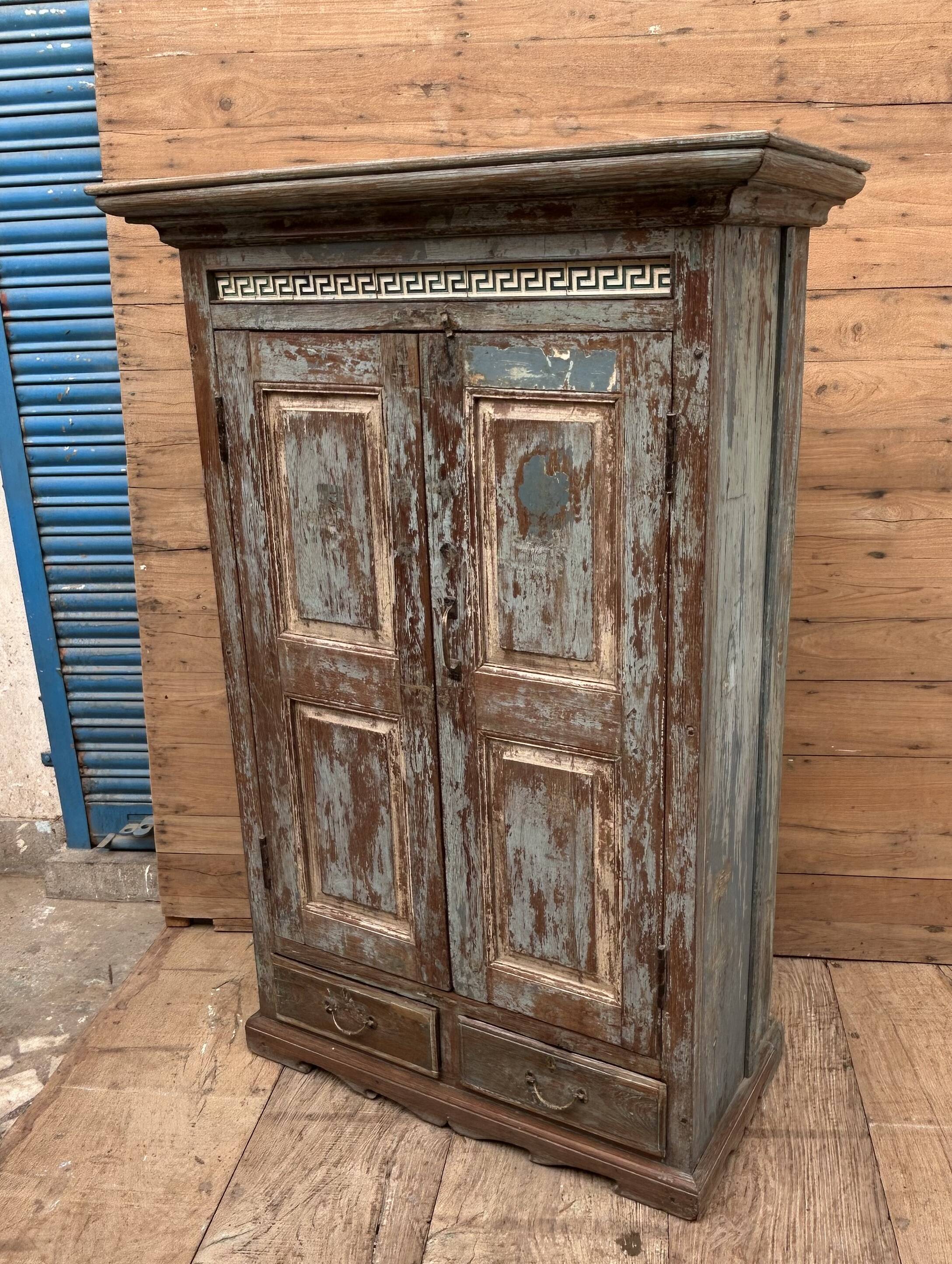 Rajasthani wardrobe in Burmese teak with original patina.