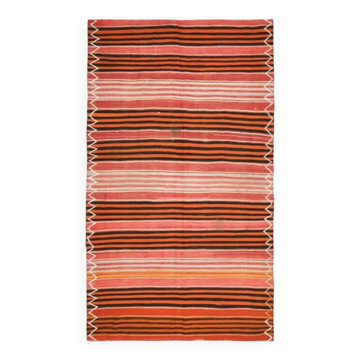 Tapis turc Oushak fait à la main en laine et coton orange des années 1970, 188x326.