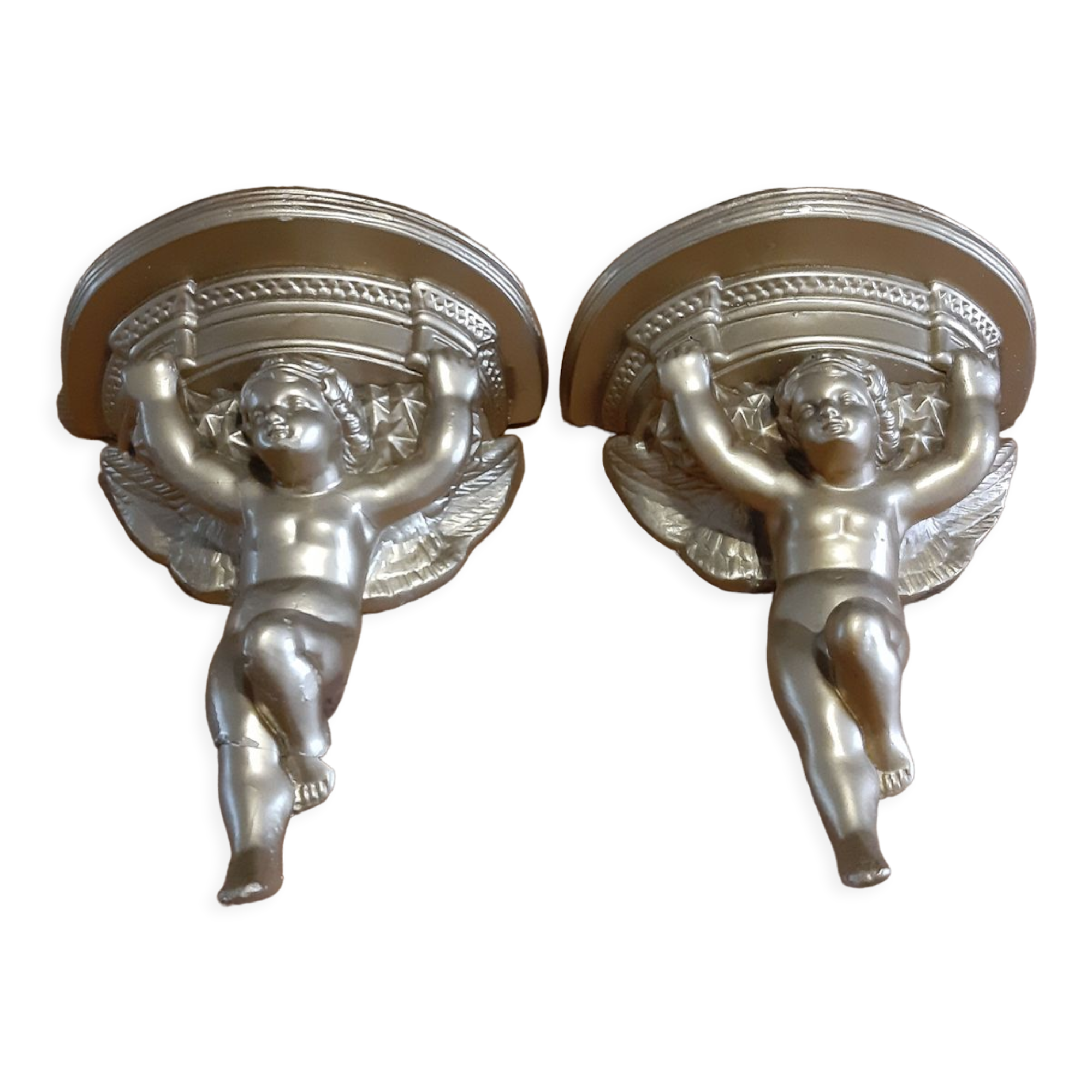 Pair of golden plaster wall selettes