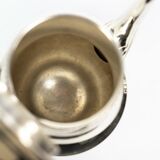 Silver-plated metal coffee pot Ercuis — decorated with bead friezes, ebony handle.