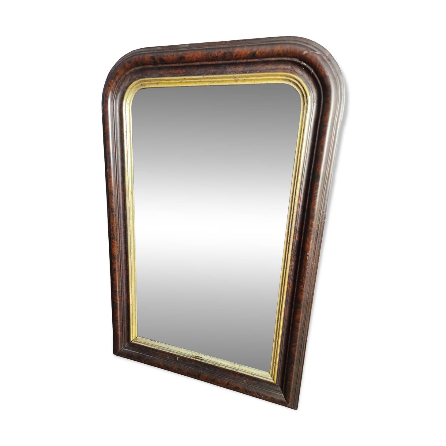 Louis-Philippe mirror in old wood and patinated gilded surround