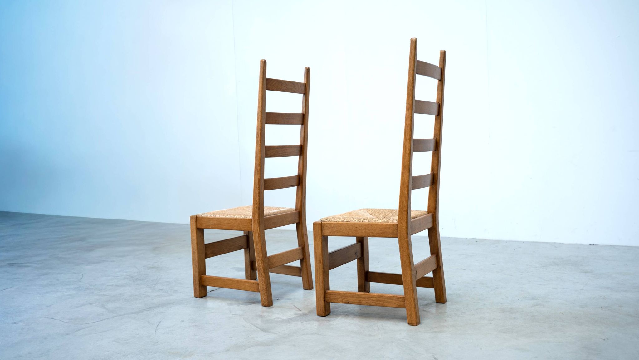 Set of six high back French dining chairs