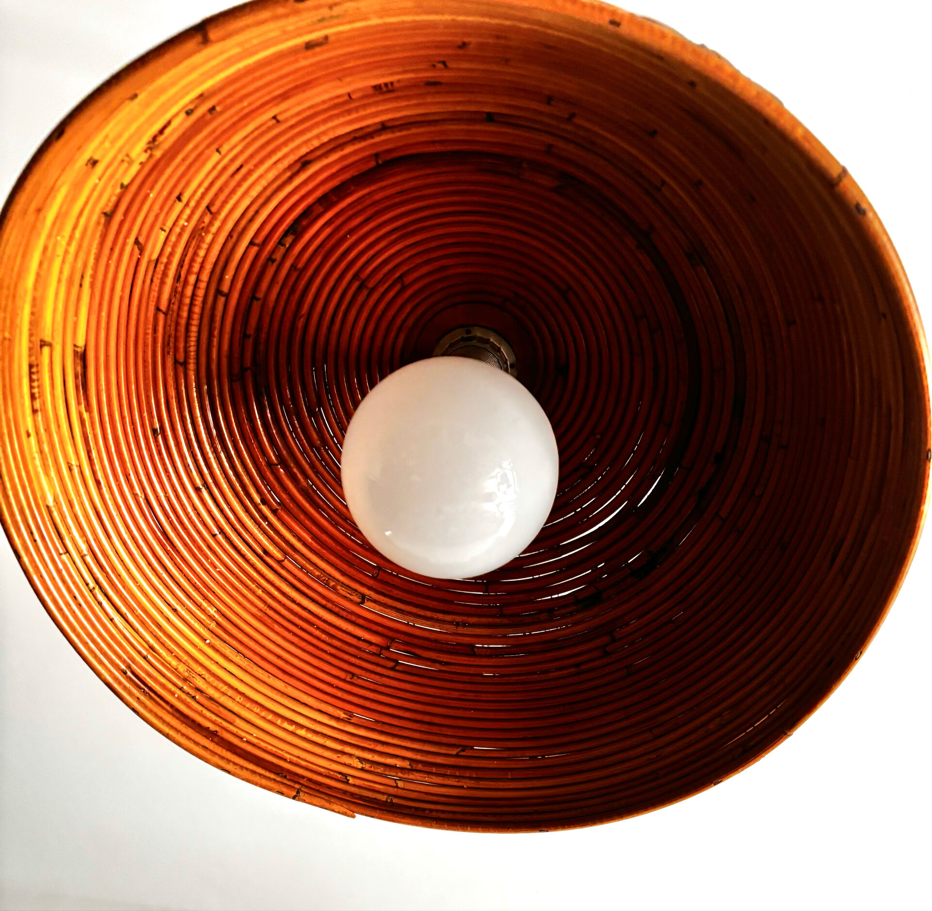 Large rattan pendant light from the 1970s.